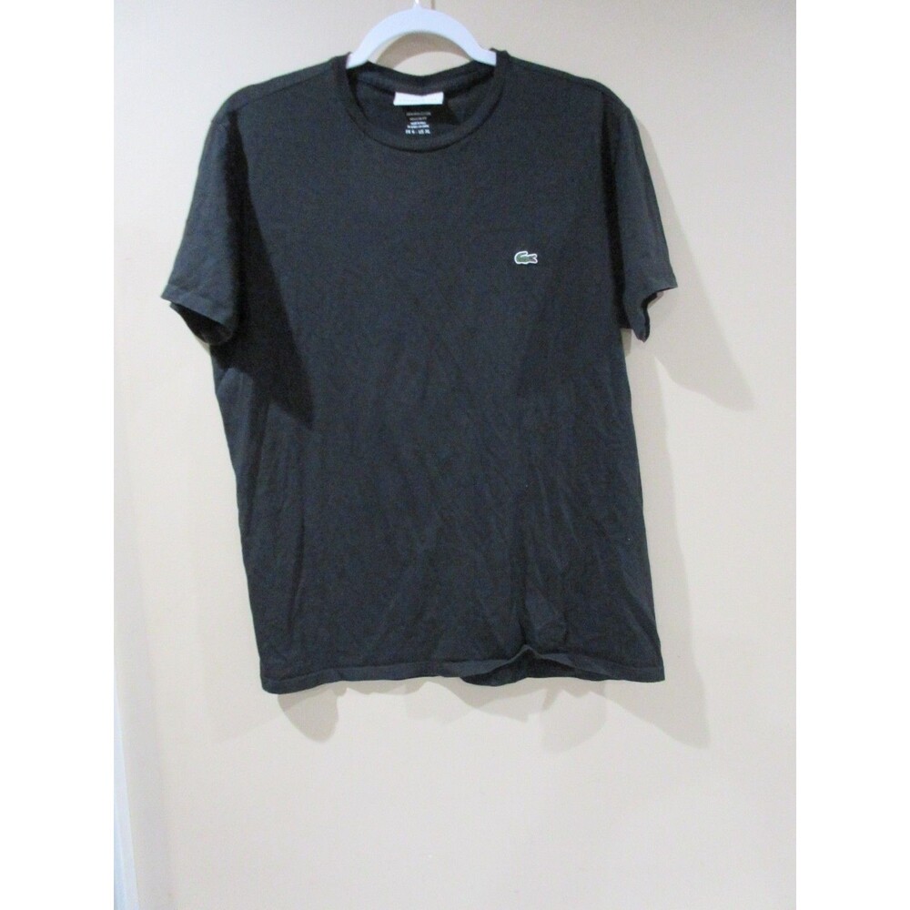 Lacoste Men's Size 6 (XL) Black Pima Cotton Crew Neck T-Shirt Alligator Logo